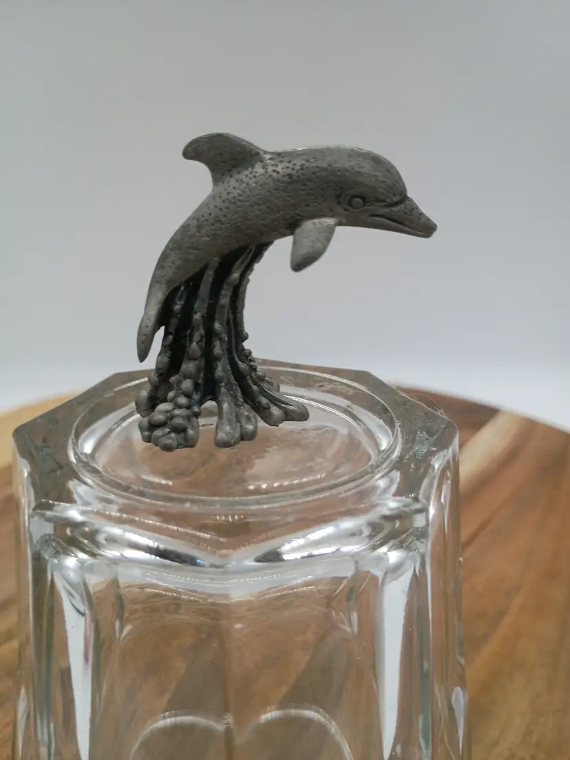 Signed Pewter Miniature Leaping Dolphin Figurine 1.75"