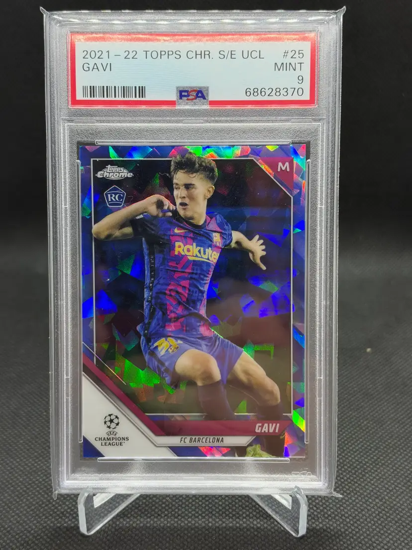 2021-22 Topps Chrome Sapphire UCL #25 Gavi RC Rookie PSA 9 Mint Barcelona