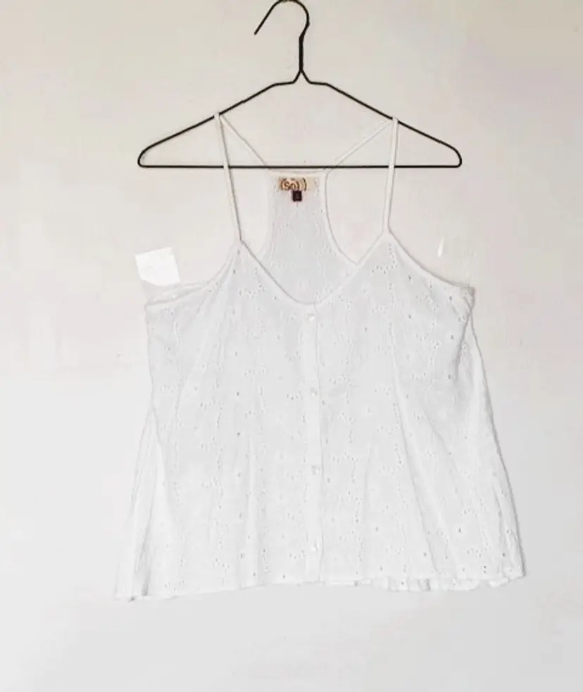 SO Junior White Floral eyelet V-neck spaghetti straps Size M