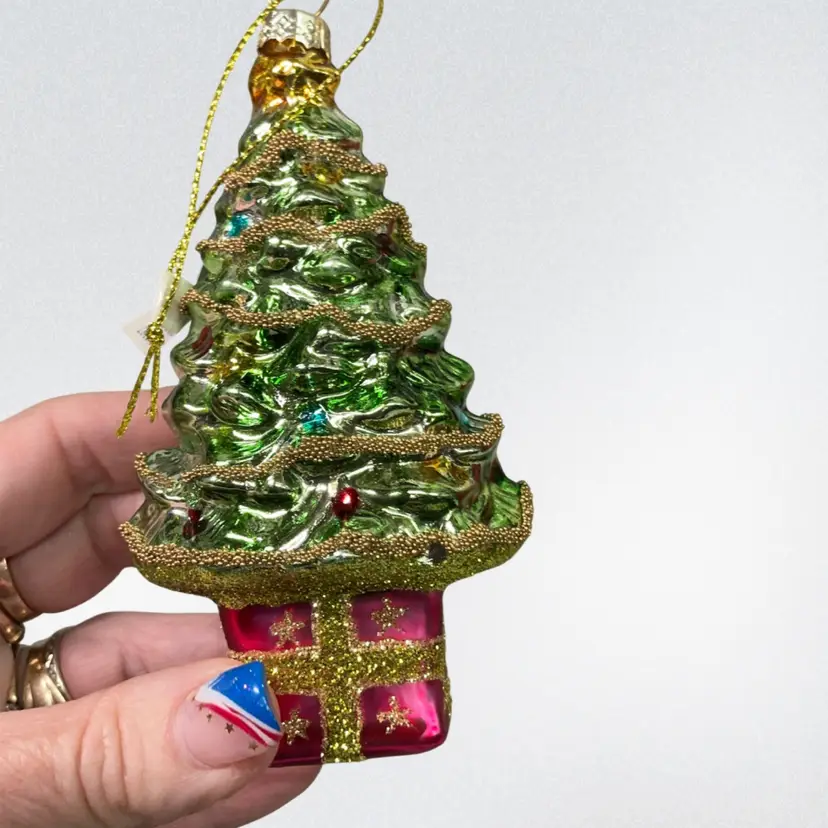Glass Christmas Tree Ornament 3”