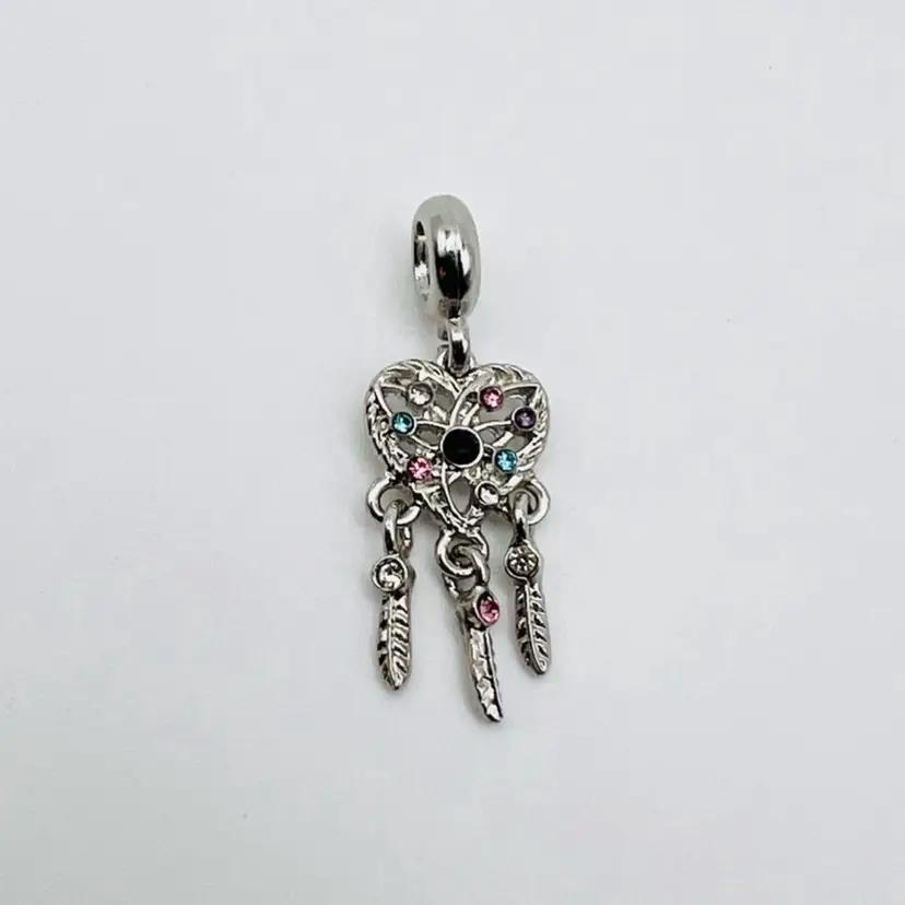 Heart Feather Crystal Dream Catcher European Charm - Collectible Limited Edition