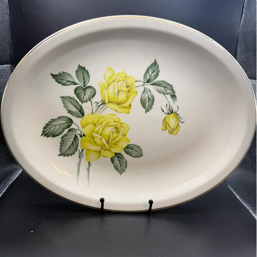 Paden City Pottery Golden Scepter Yellow Rose Oval Serving Platter