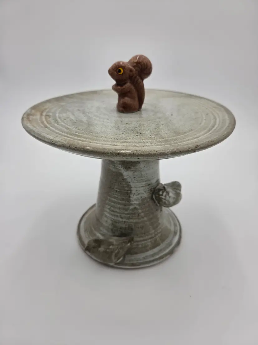 Studio pottery cake stand/bird feeder/decor