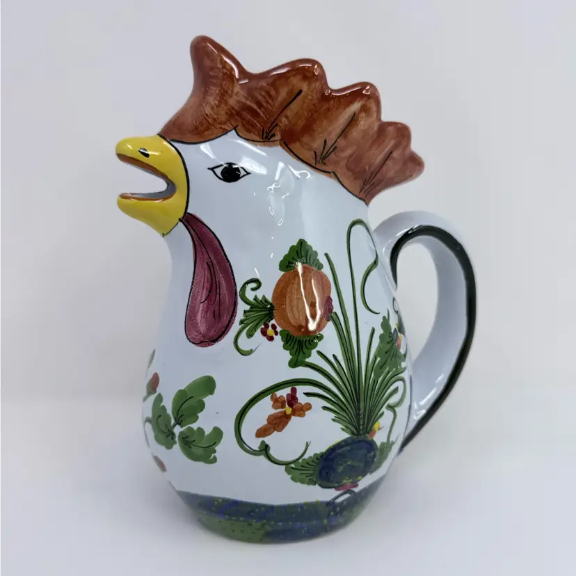 Hand-Painted Positano Italian Rooster Pitcher