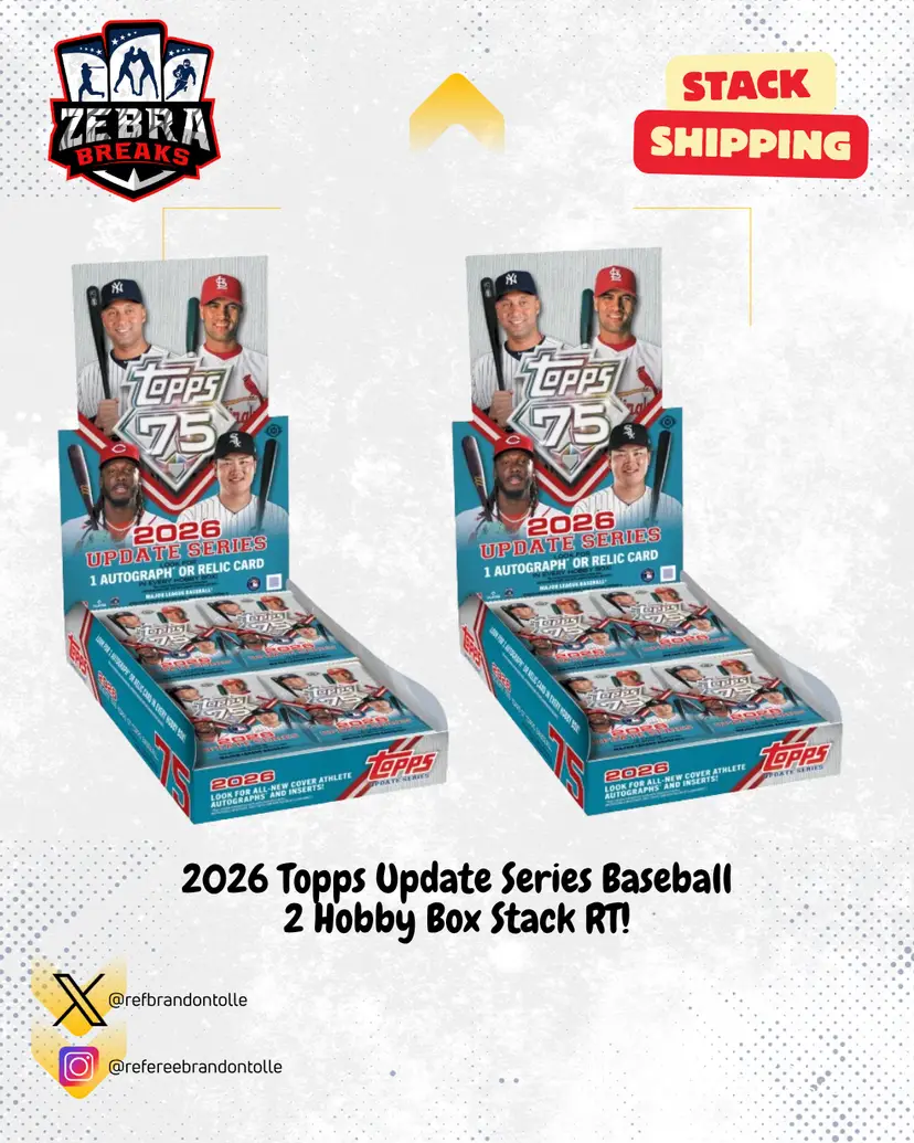 ZB 26394: 2026 Topps Update Series Baseball 2 Hobby Box Stack Rip