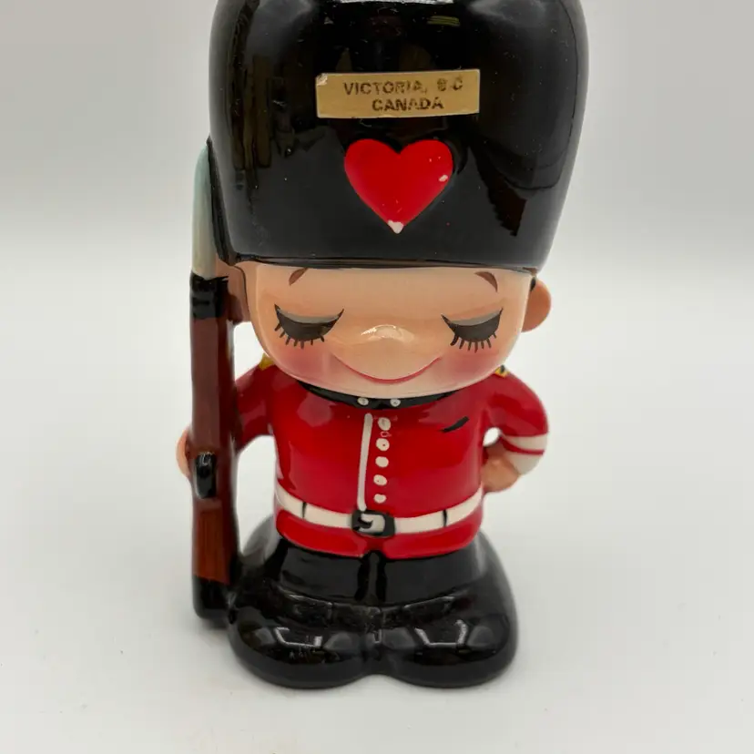 Vintage Rune Naito Guard Soldier Coin Bank Japan Ceramic Piggy Bank 1970s