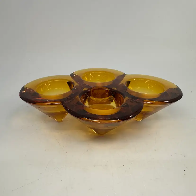 Vintage Geneva Northern Lights Amber Glass Tealight Holder