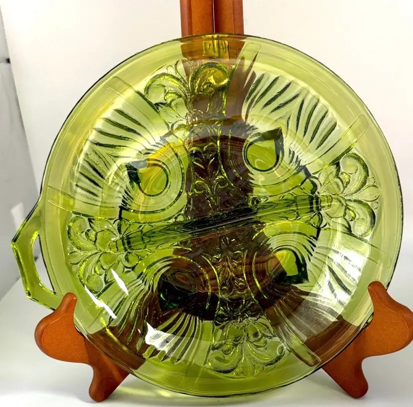 Vintage Avocado Divided Relish Dish
