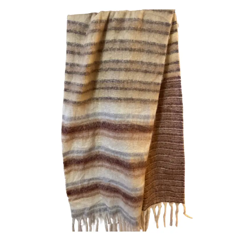 NWT Layered Latte Striped Scarf 72x18” MARCUS ADLER