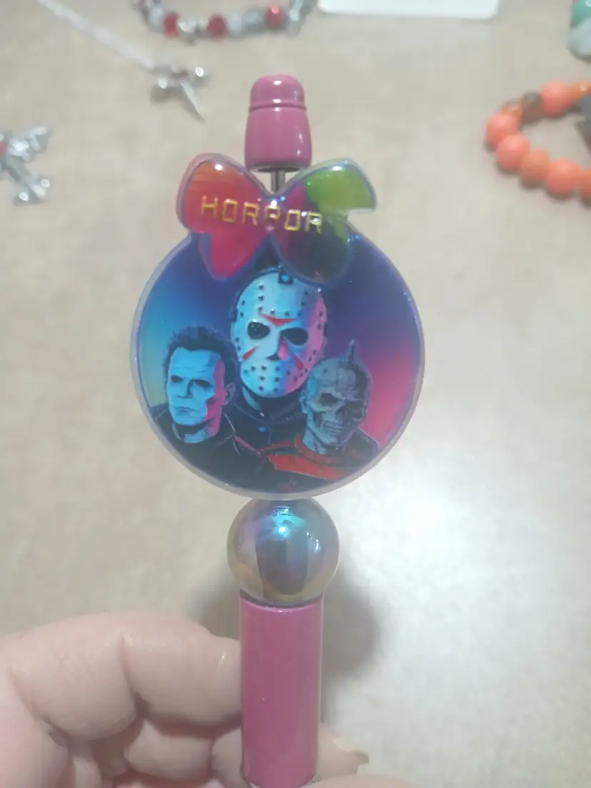 Horror pen Jason Michael myers pink shimmer