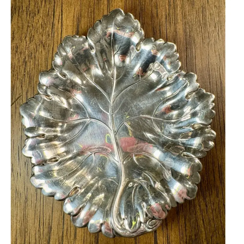 😻 Vintage EPNS England Figural Leaf Dish / Tray – Silver Plate 6x5”
