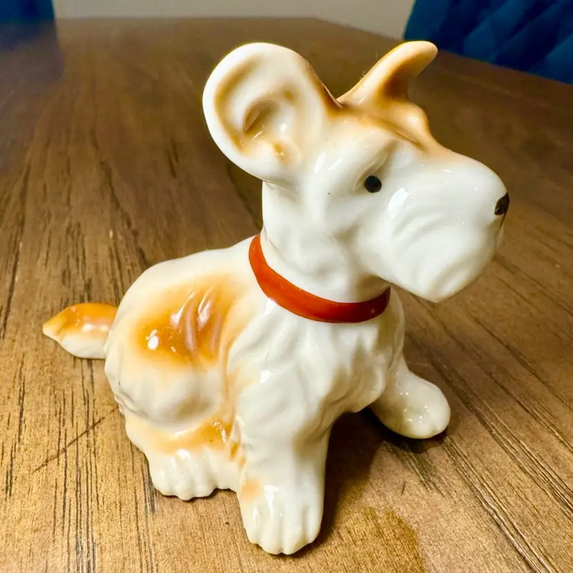 😻 3x4.5” vintage ceramic Scottish Terrier (Scottie) figurine. Post-WWII Allied occupation of Japan.