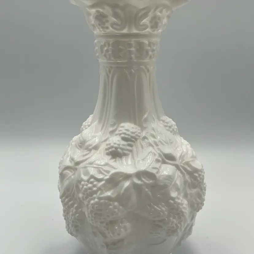 Imperial Glass- Milk Glass- Logan Berry Design Vase