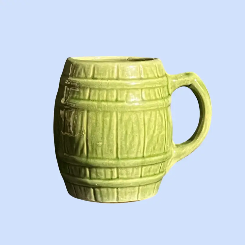 #429- Vintage McCoy Barrel Mug Green 1920-30s #397