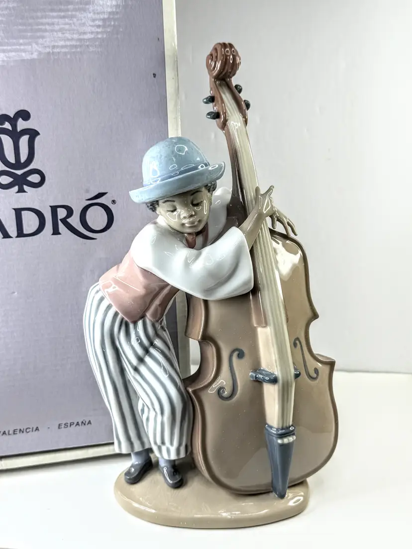 Lladro 5834 Jazz Bass Black Legacy Retired Musician Porcelain Figurine Box A1295