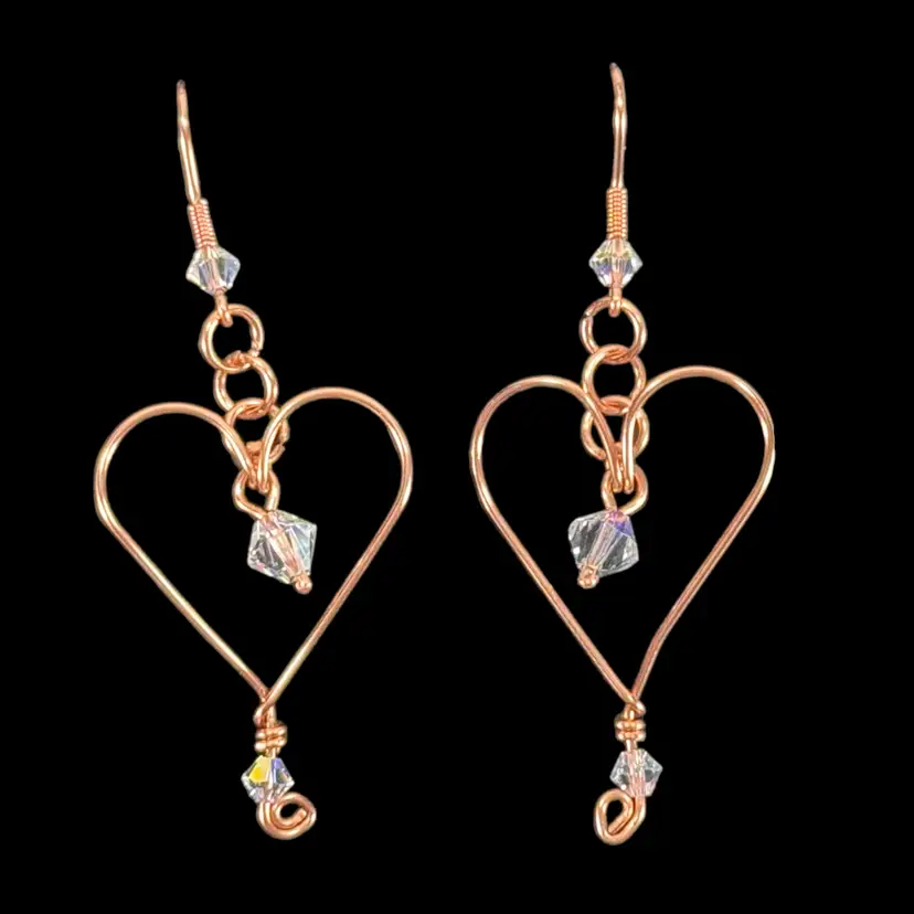 Mark ~ Avante Jewelry Wire HEART Clear AB Crystals Pierced Earrings Gold Plated