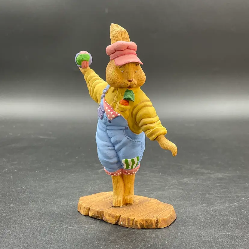 Dept 56 General Store Collection Bunny Rabbit Baseball Figurine VTG Easter Decor