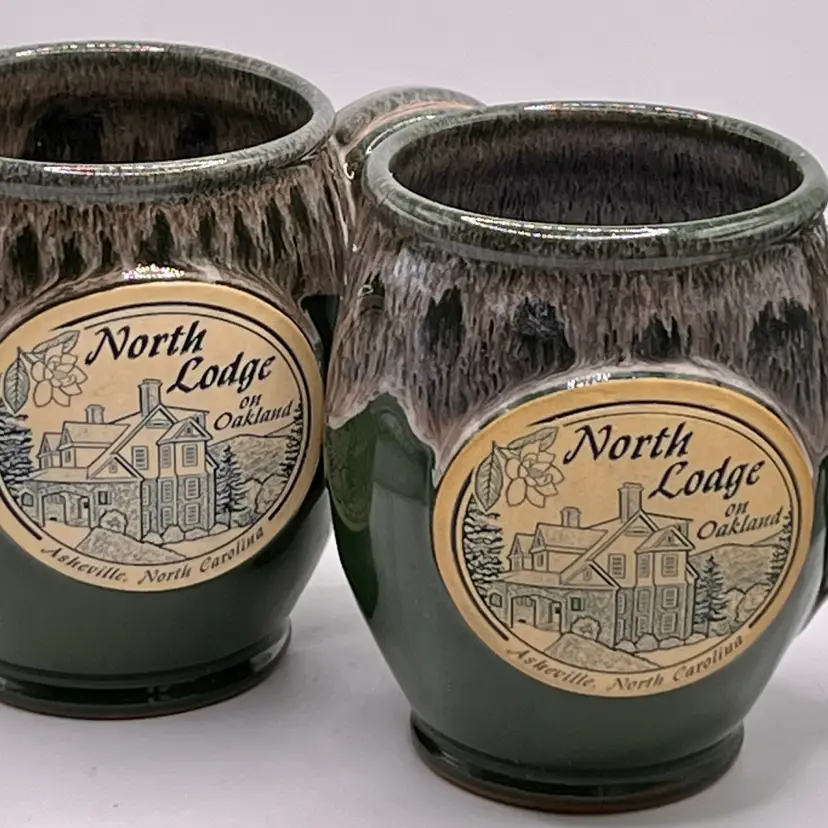 Pair Of Deneen North Lodge On Oakland Asheville, NC Mugs
