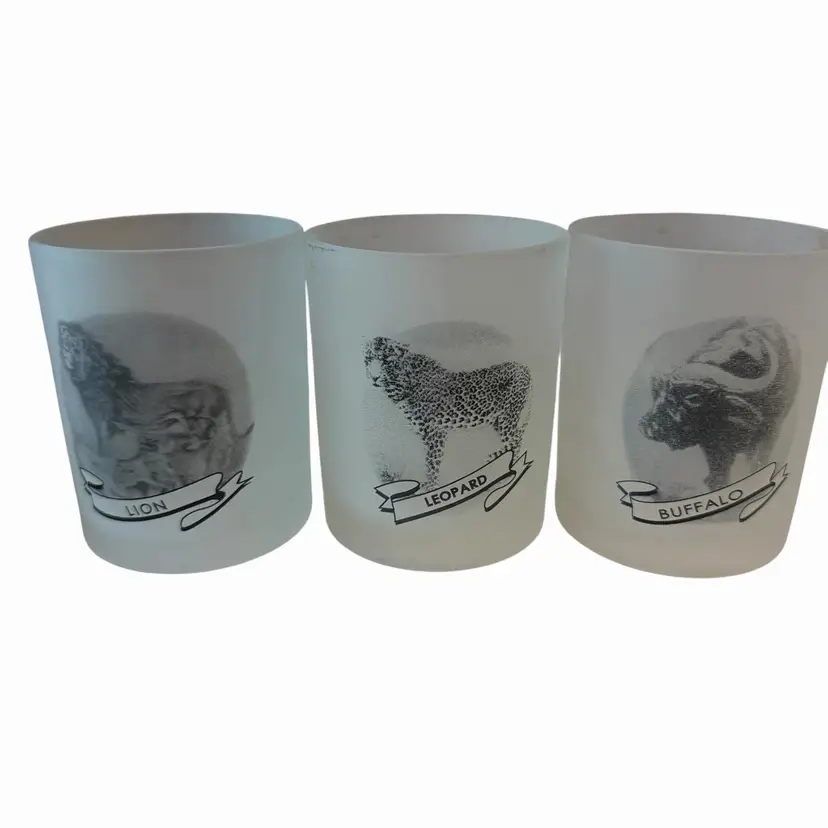 Vintage Frosted Safari Whiskey Glasses - Rock Glasses