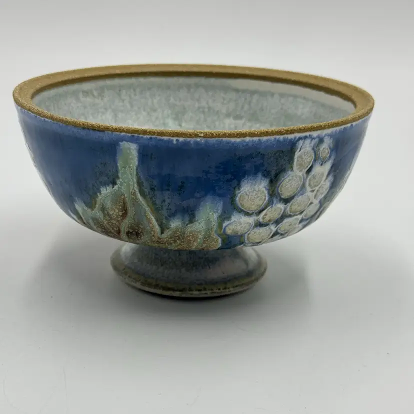 Studio Pottery Lidded Bowl Replacement Lid Or Pedestal Bowl Grapes And Vines