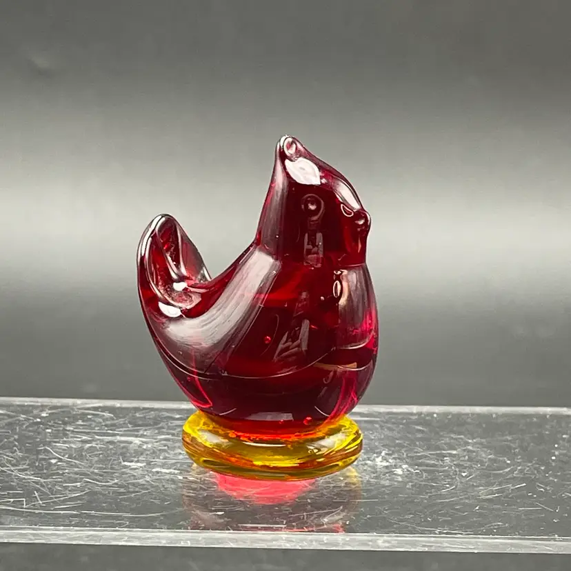 Cardinal of Love Red Amberina Terra Studios Titan Glass Bird Signed Dated Glows