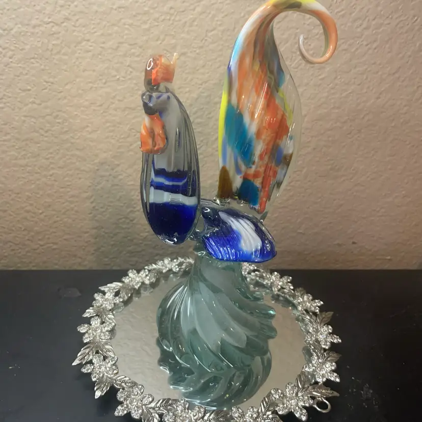 Gorgeous Murano Italy Art Glass 9” Rooster Figurine