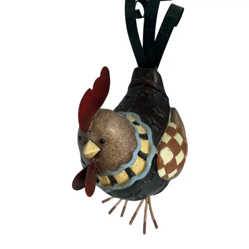 Vintage Folk Art Metal Tail Chicken