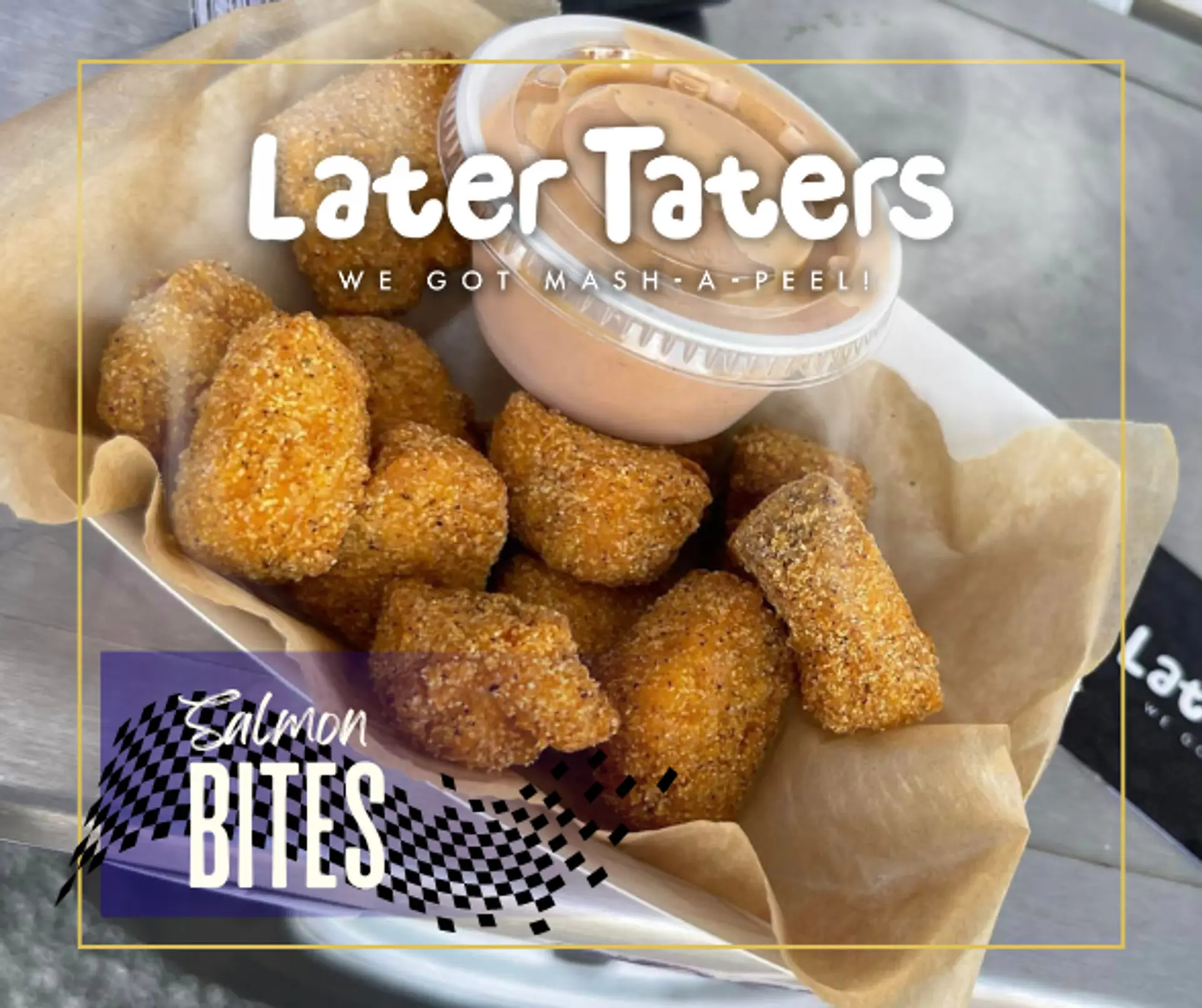 Later Taters promotional poster and branding