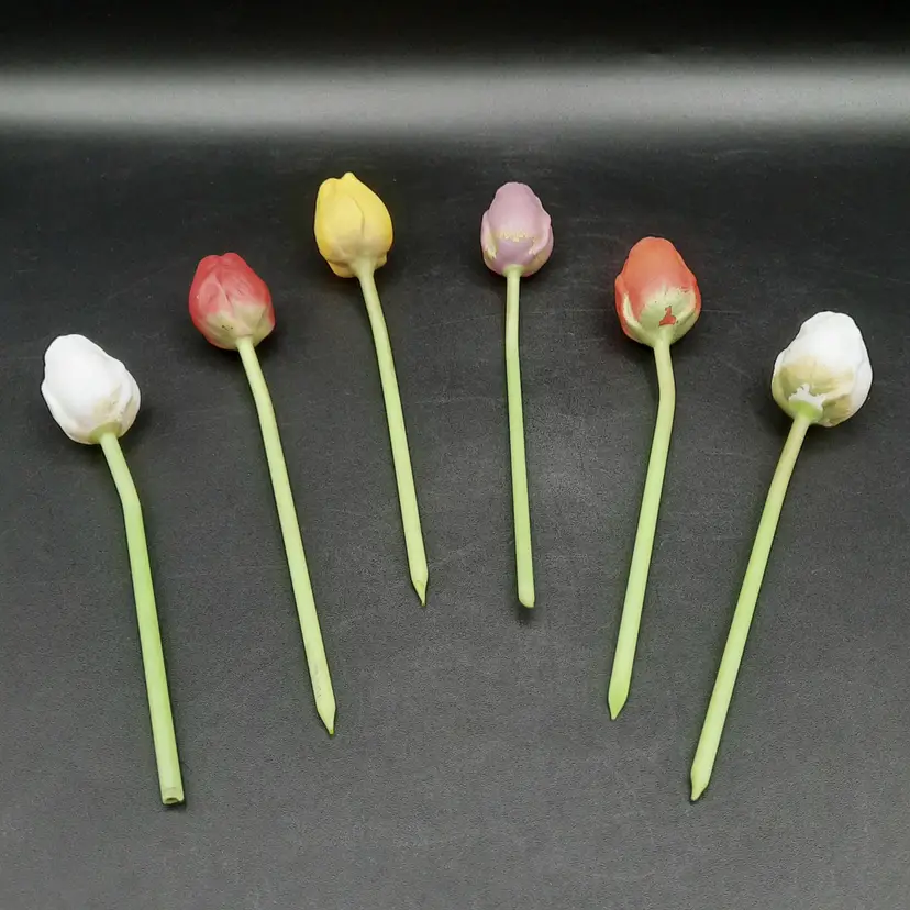 Vintage Bimini Germany Art Glass Satin Tulips Set of 6