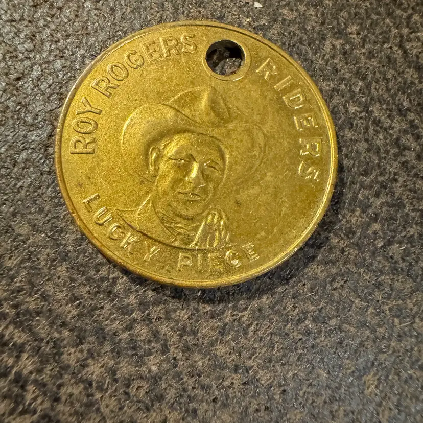 Vintage 1950s Roy Rogers Riders Club Lucky Piece Token Charm - Trigger Good Luck Forever