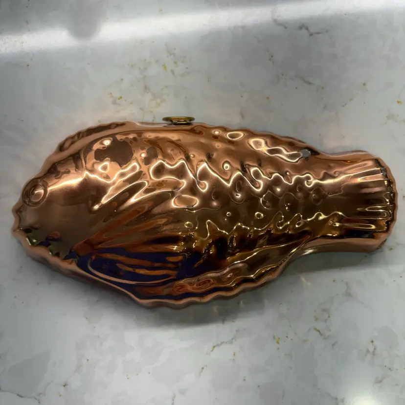 Vtg Small Copper Fish Mold Made in Portugal - Hammered Jello Wall Hanging