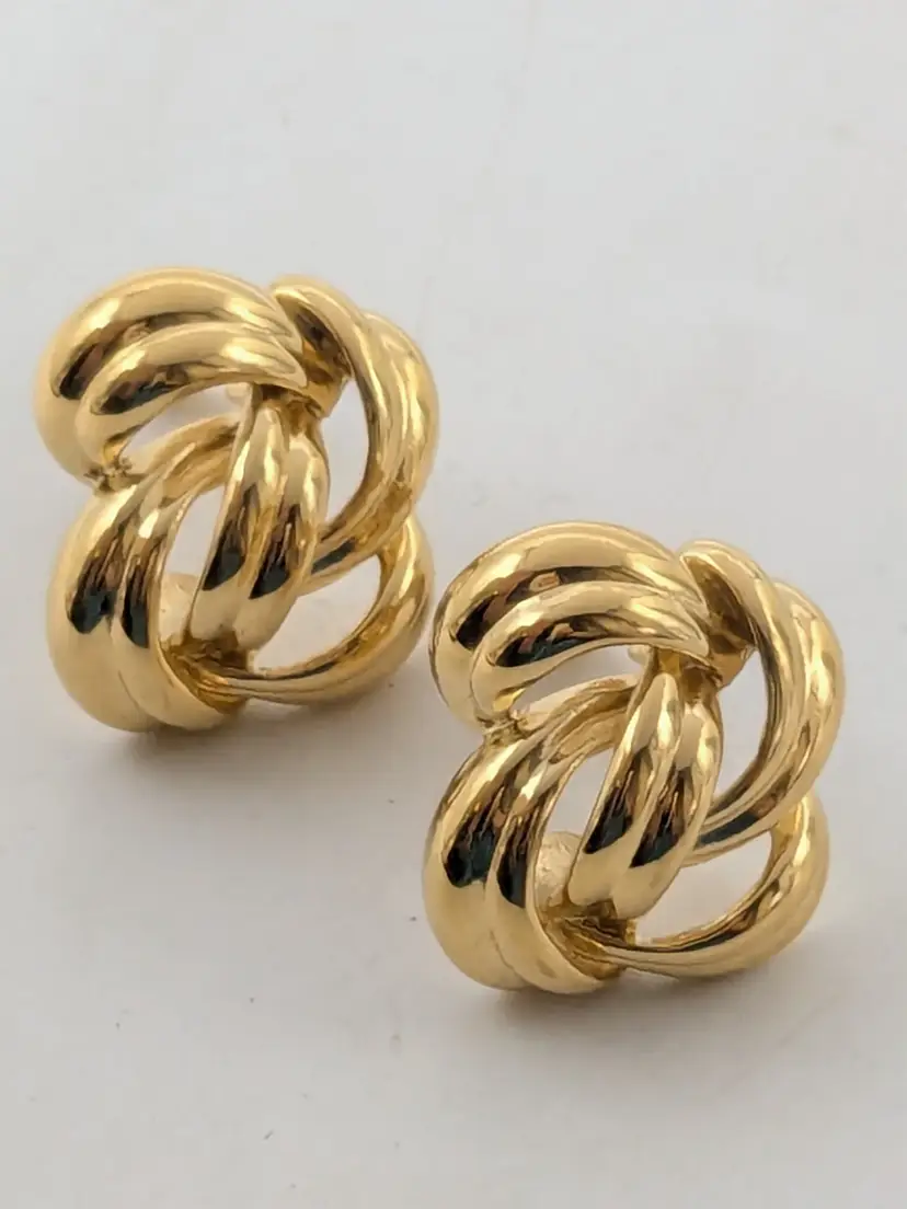 Vintage Givenchy Gold Tone Knot Clip-On Earrings NWOT