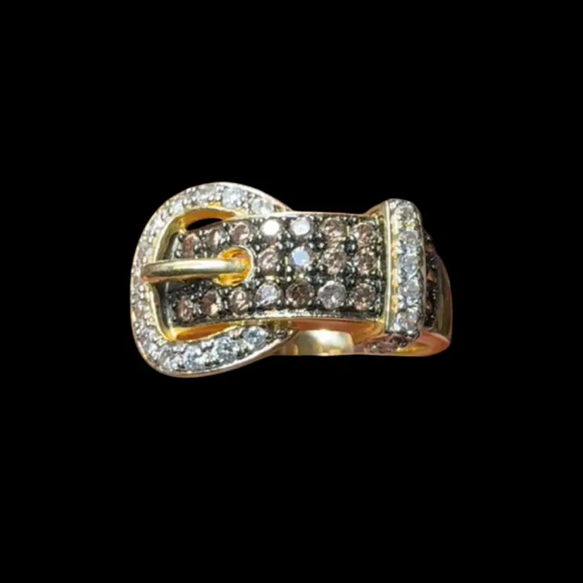 Vintage Ross Simmons Sterling Vermeil CZ Belt Ring Size 8