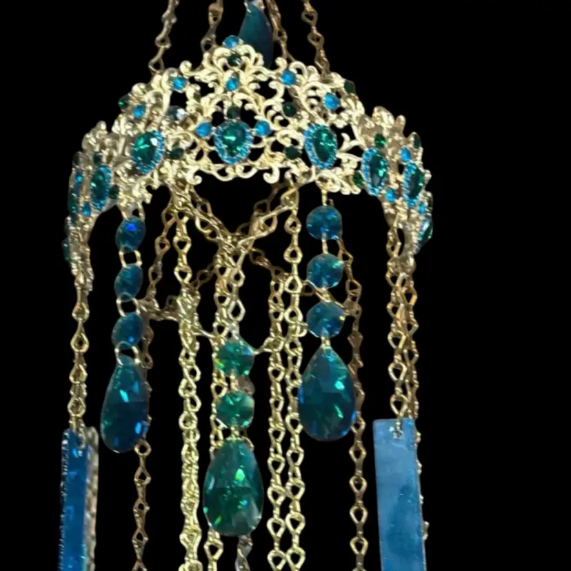 Peacock Blue/Peacock Green Tiara Art Windchime Designed By Me - CllearlyUnique- (I Need To Get Some Better Pictures) Sorry Pictures Does Not Do Them Justice!!