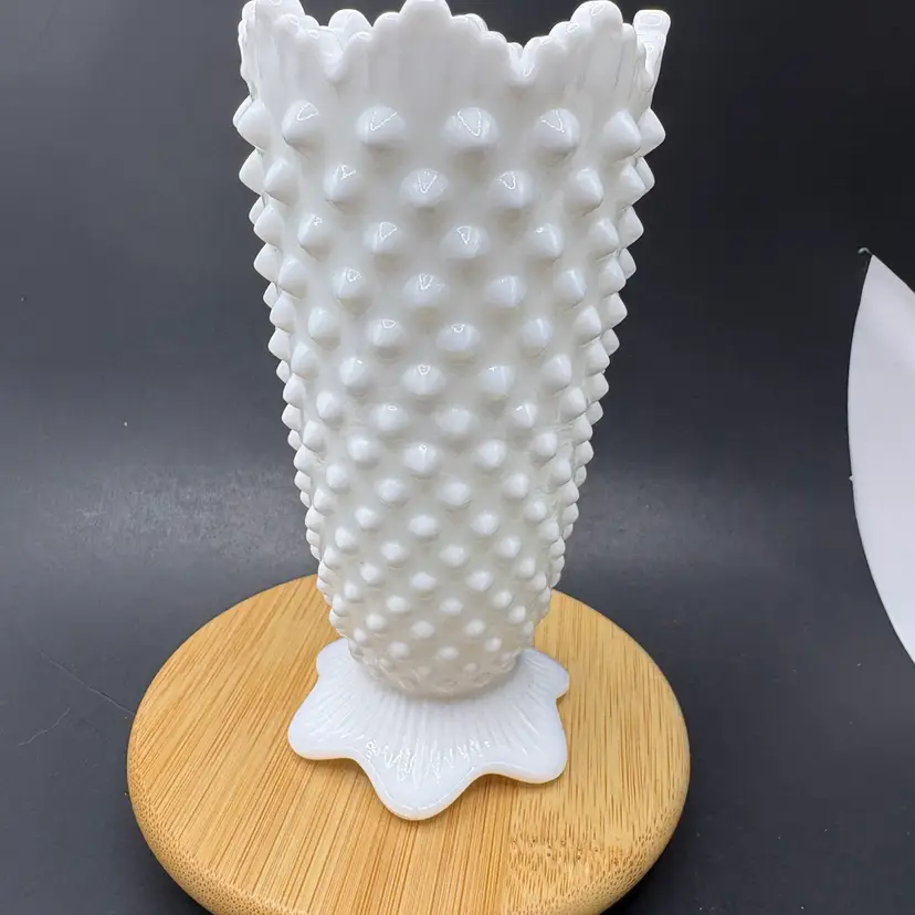 Fenton Milk Glass Hobnail Vase