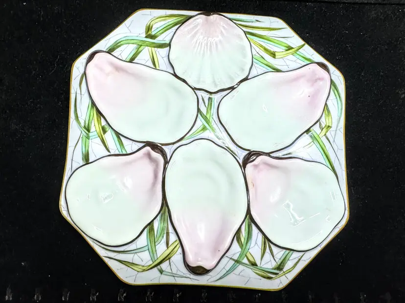 Antique Limoge Oyster Plate Wright Tyndale Van Roden Philadelphia Lavender A1179