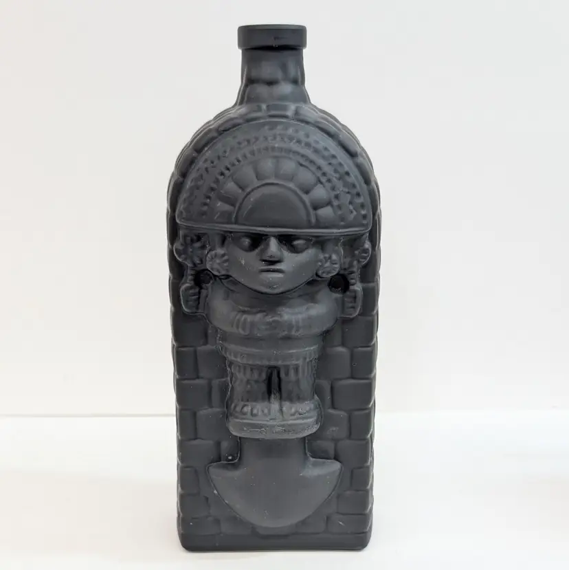 Vintage Casa Ranuzzi Inca Pisco Empty Black Bottle Decanter Candle Holder Lima Peru 9.25"