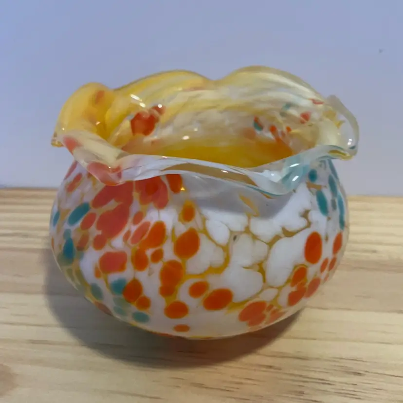 Hand Blown Glass Vase/Bowl Heavy!