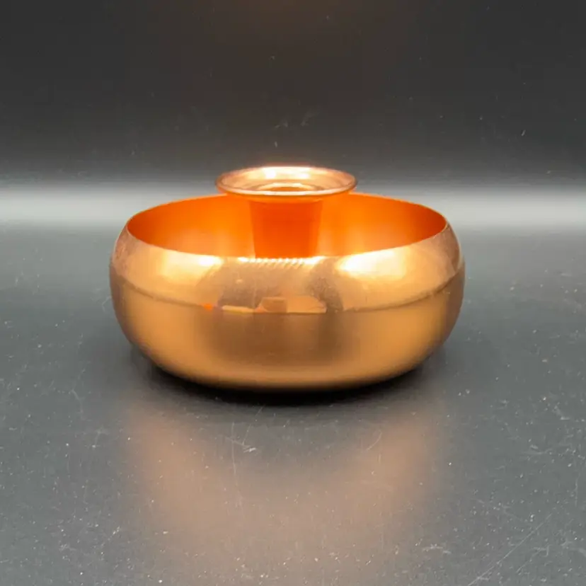 🐞Vtg Coppercraft Guild 4.5" x 2.5" Copper Bowl Taper Candlestick Holder