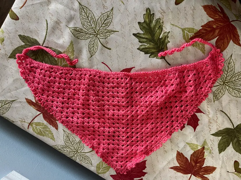 Hand-Crocheted Pink Bandana