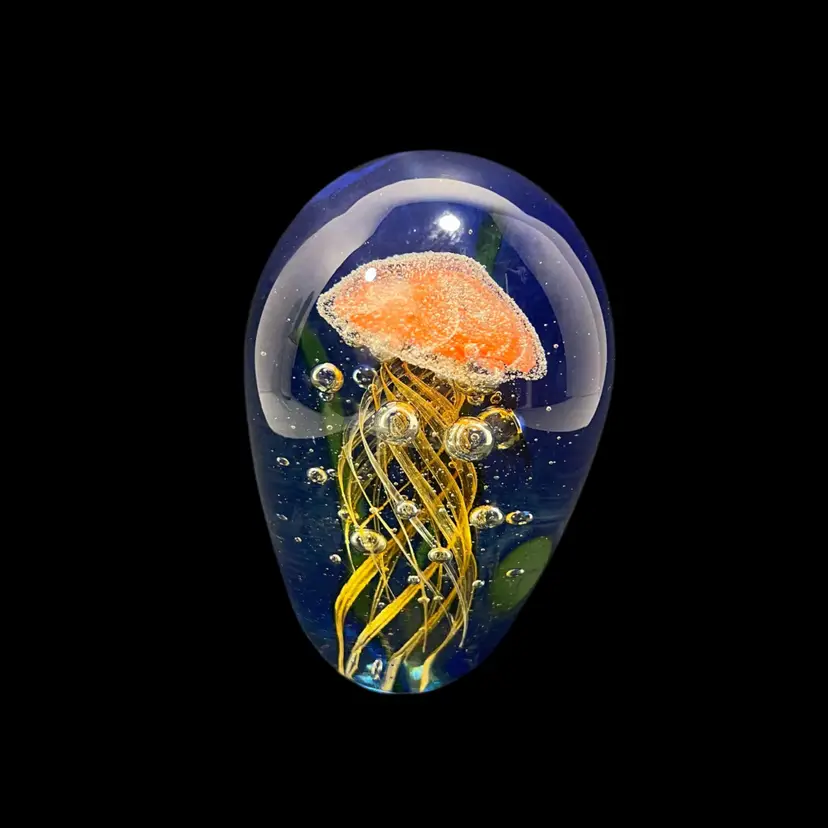 ***Pick Of The Week*** Jellyfish Seascape Paperweight Blue & Orange | 5.25”