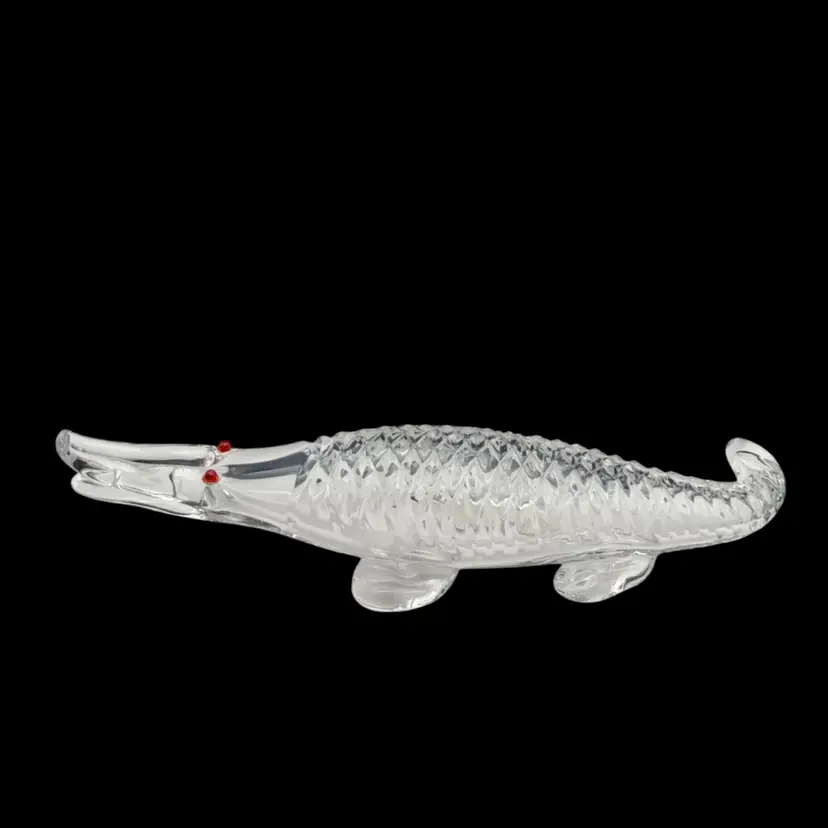 Dyatkovo Crystal Factory - Rare 24% Lead Crystal Alligator Figurine Paperweight - Early 2000s With Box - NLA 9”