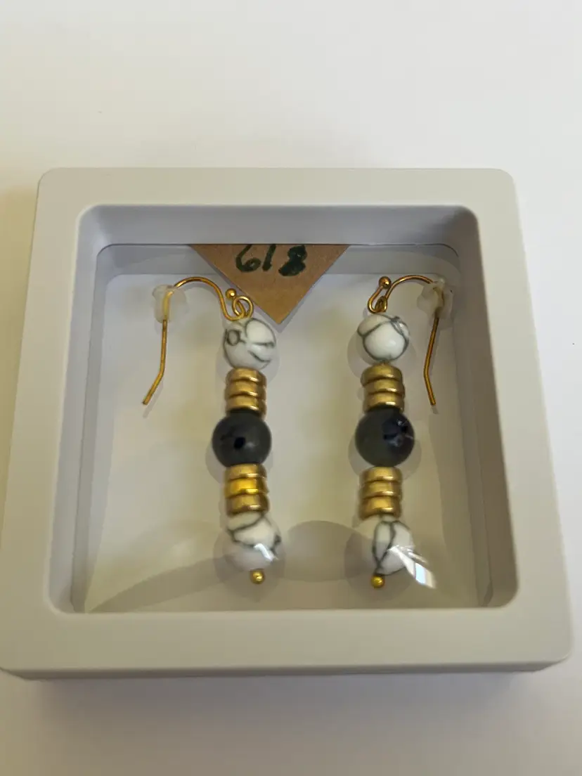 #618E Handcrafted Natural Stone Earrings