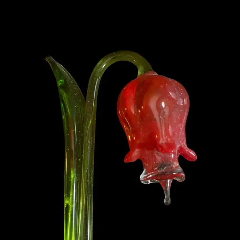 #44- Just In From Ukraine 9 Inch Hand Blown Glass Flowers As Pictured