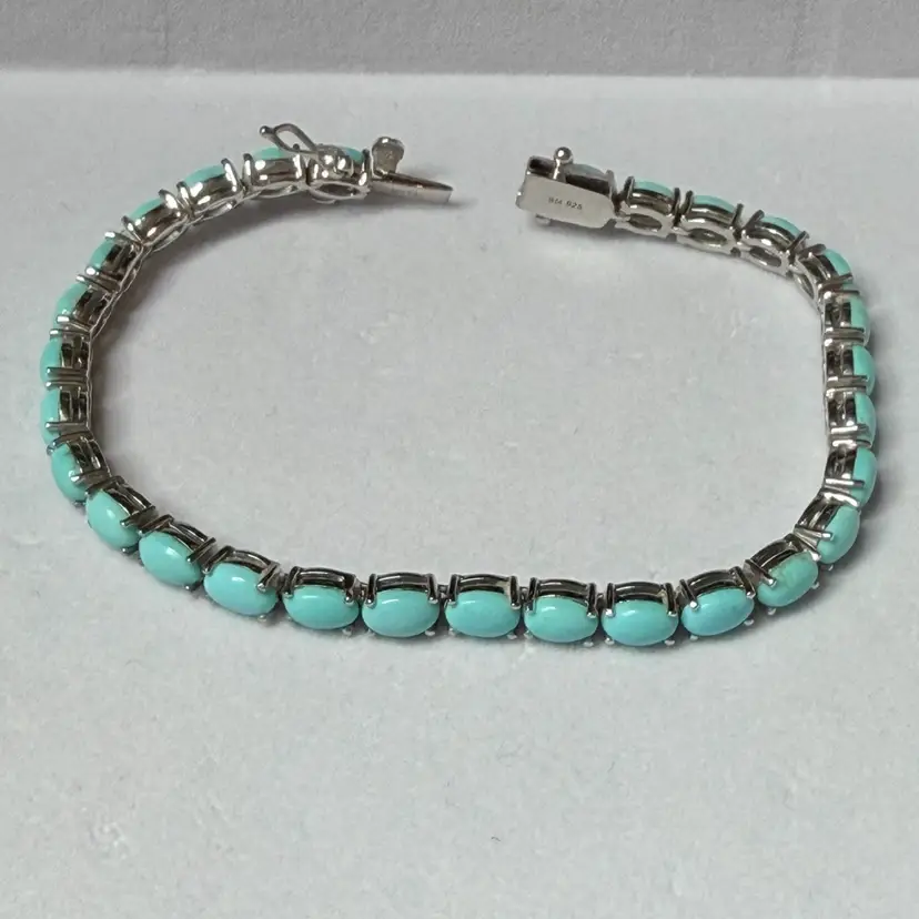 7.5 Sleeping Beauty Turquoise 925 Sterling Silver Tennis Bracelet