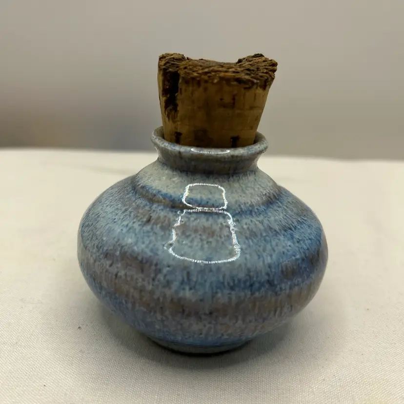 Small Handmade Pottery Pot Bottle with Cork