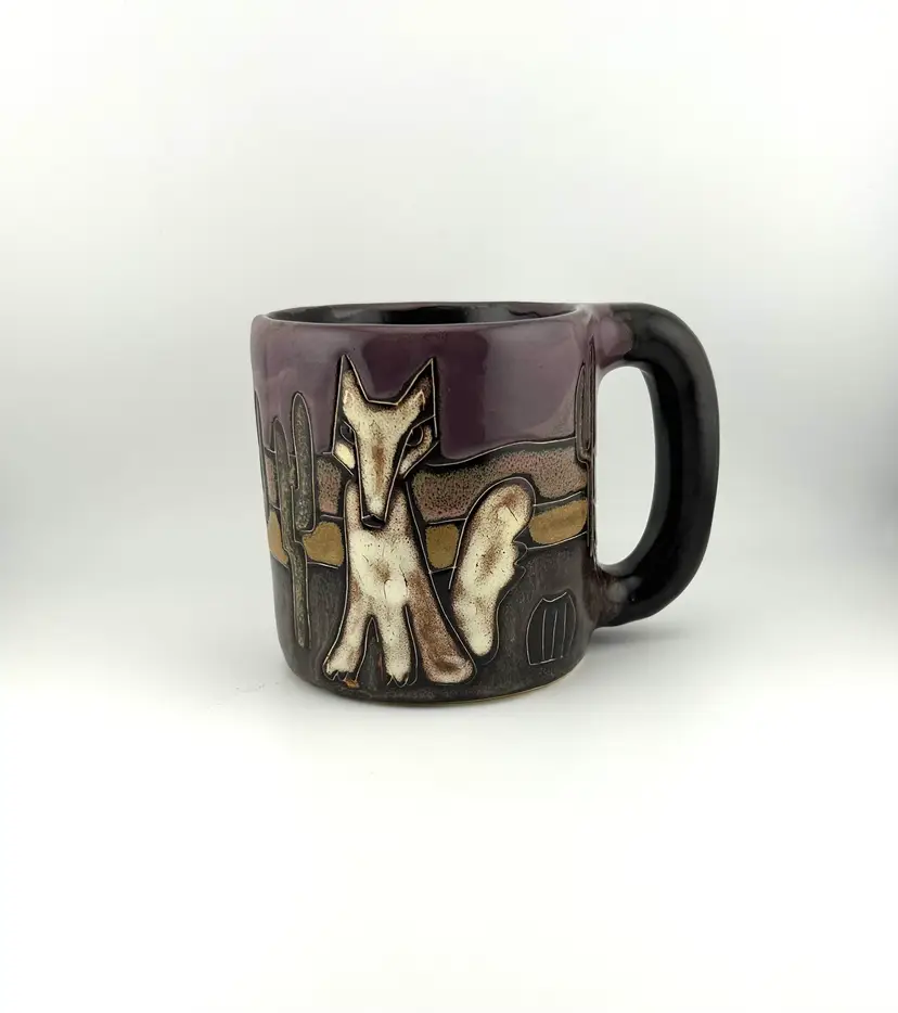 Hand Made Pottery Coyote Mara Mug 5.75”x 3.75”x 4.5”