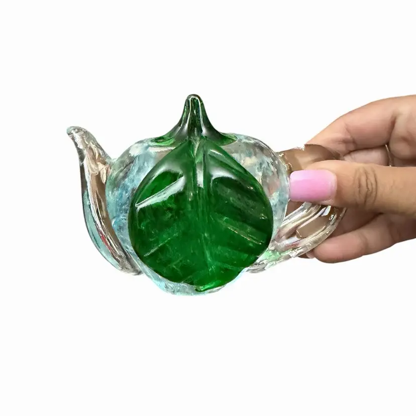 Glass Apple Teapot Paperweight