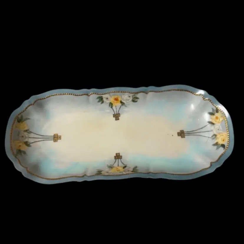 An antique Royal Austrian porcelain dresser tray or vanity tray