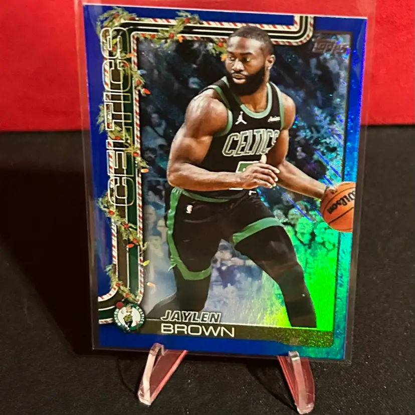 2025-26 Topps Holiday - Jaylen Brown #H2 Holiday Metallic Blue Glitter